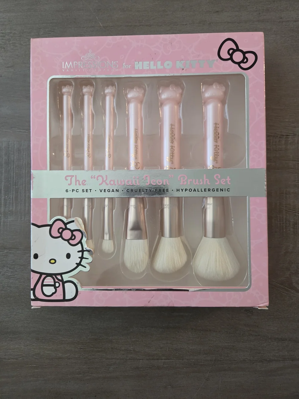 Hello Kitty Kawaii Pink 6-Piece Makeup Brush Set - Soft Synthetic Bristles